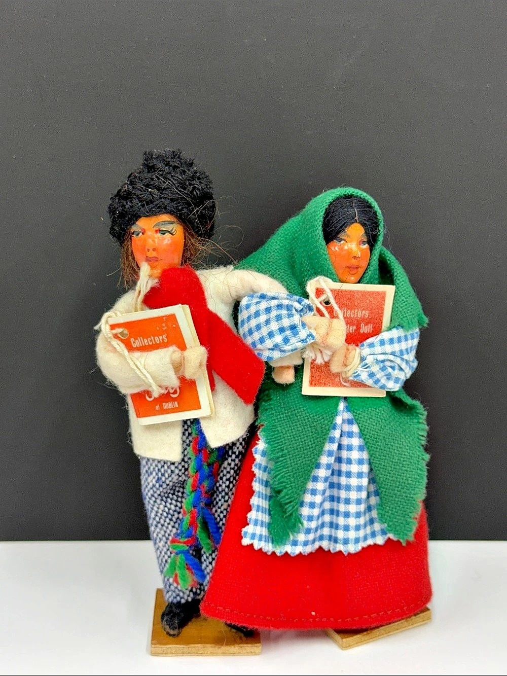 Vintage Jay of Dublin Irish Folk Costume Dolls Man of Aran Kerry Woman 5.5” Pair